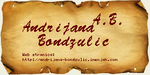 Andrijana Bondžulić vizit kartica